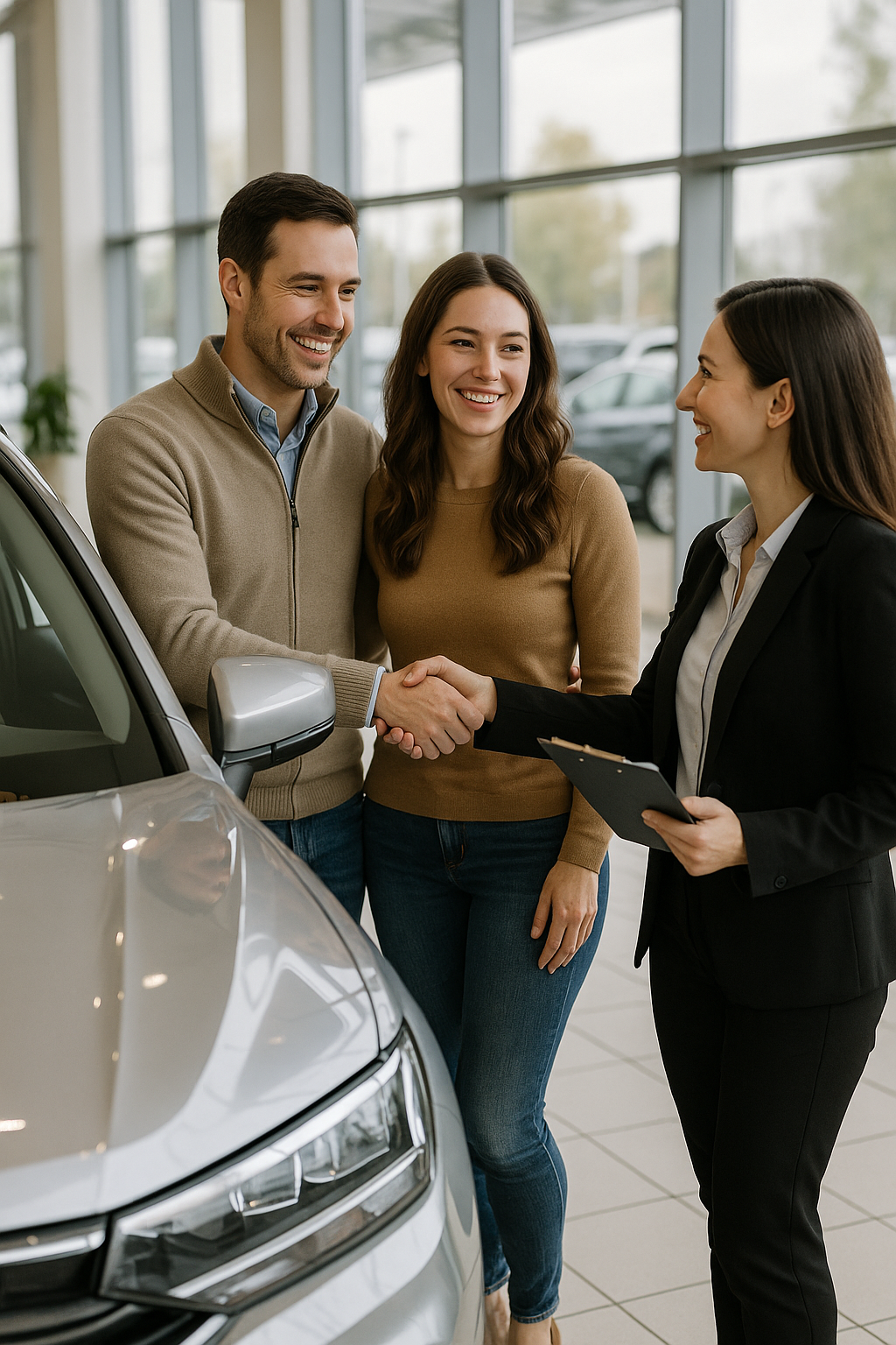 a couple buying a car